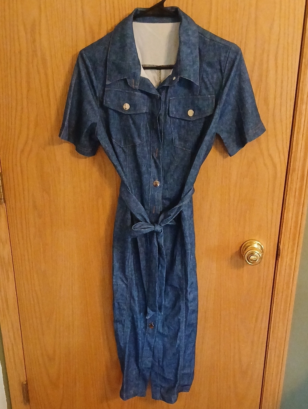 Blue Denim Shirt Dress with Tie Waist